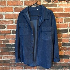 Blue Corduroy Button-Up Shirt